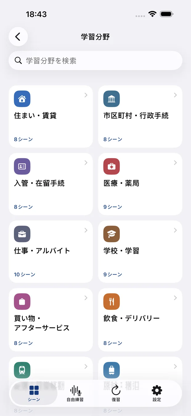 日本での生活に関する18の日本語学習分野